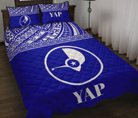 Yap Micronesia Quilt Bed Set - Yap Flag Blue Version - Polynesian Pride