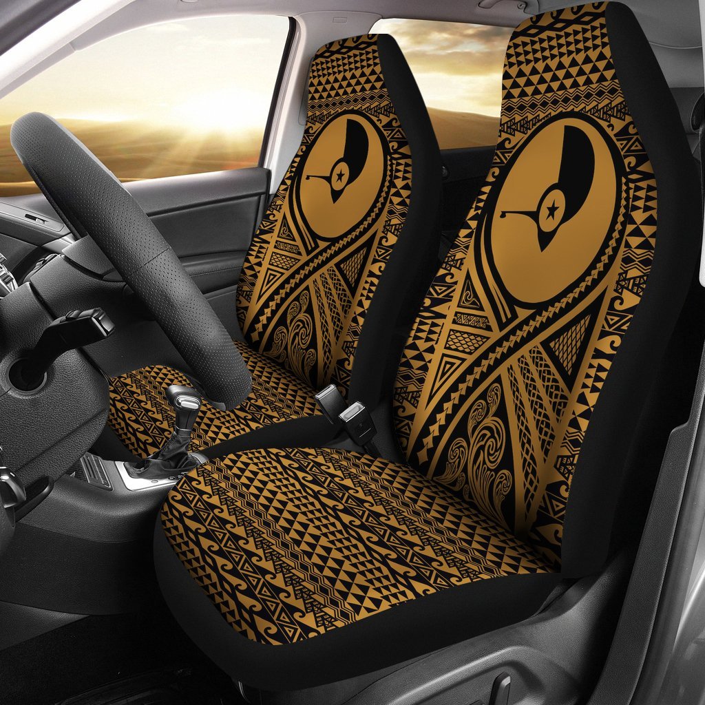 Yap Car Seat Cover - Yap Flag Polynesian Tattoo Gold Universal Fit Gold - Polynesian Pride