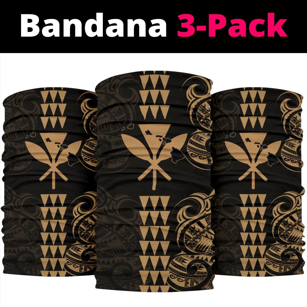 Hawaii Kanaka Kakau Polynesia Bandana 3 - Pack - Gold - Polynesian Pride
