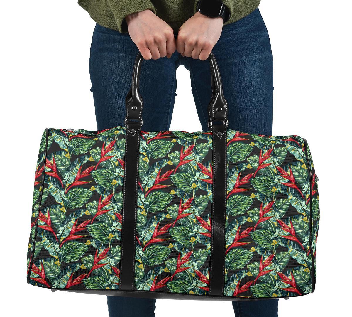 Tropical Monstera Leaf Green Mix Hawaii Travel Bag Travel Bag One size Black - Polynesian Pride