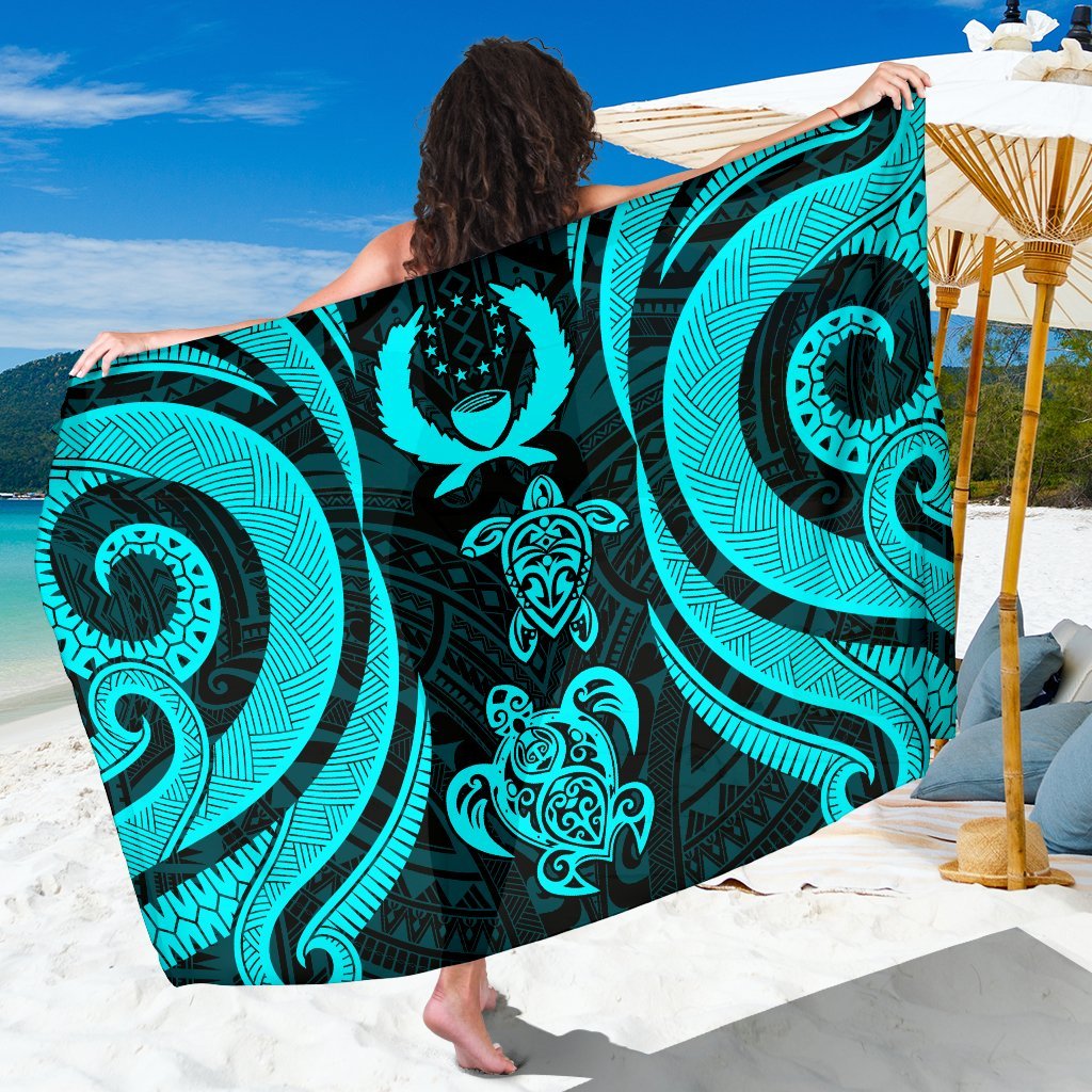 Pohnpei Micronesia Sarong - Tentacle Turtle Turquoise SARONG ONE SIZE TURQUOISE - Polynesian Pride