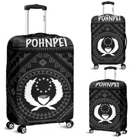 Pohnpei Luggage Covers - Pohnpei Seal With Polynesian Tattoo Style ( Black) - Polynesian Pride