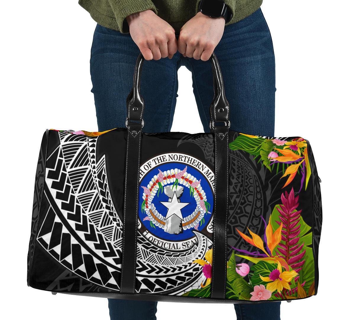 Northern Mariana Islands Travel Bag - Seal Spiral Polynesian Patterns Travel Bag - Black - Northern Mariana Islands One size Black - Polynesian Pride