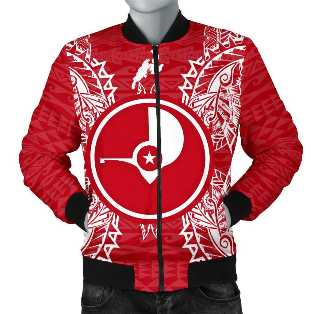 Yap Polynesian Men's Bomber Jacket Map Red White Red - Polynesian Pride
