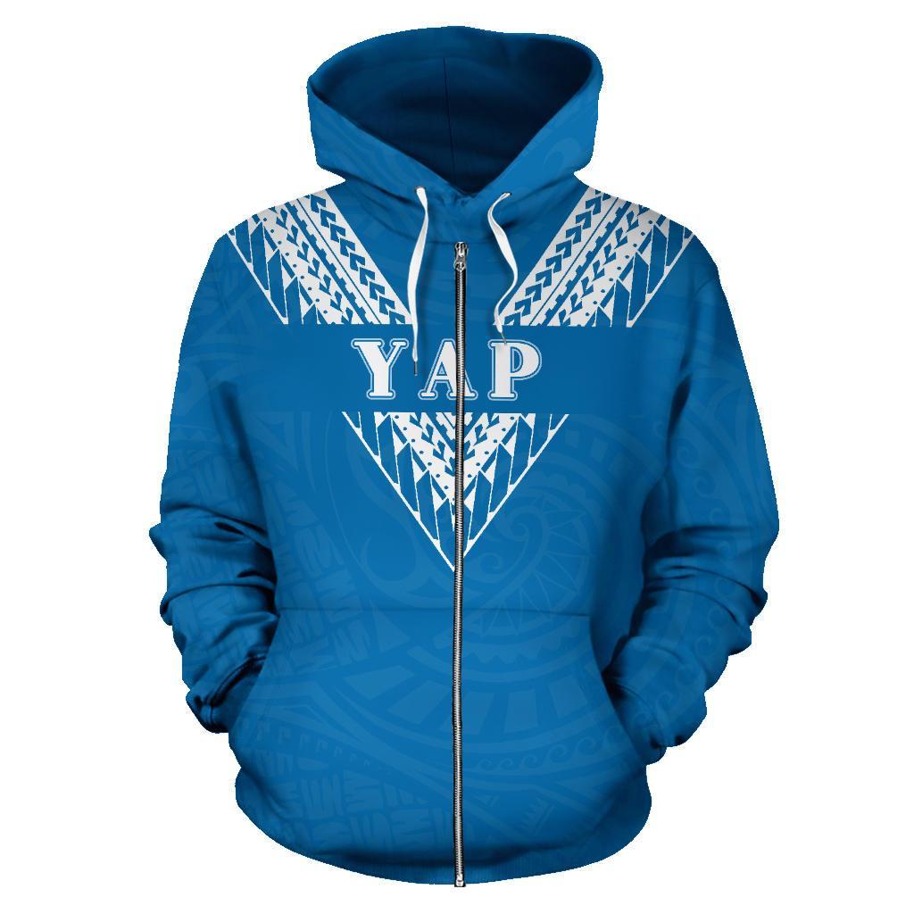 Yap All Over Zip up Hoodie Blue Sailor Style - Polynesian Pride