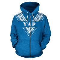 Yap All Over Zip up Hoodie Blue Sailor Style - Polynesian Pride