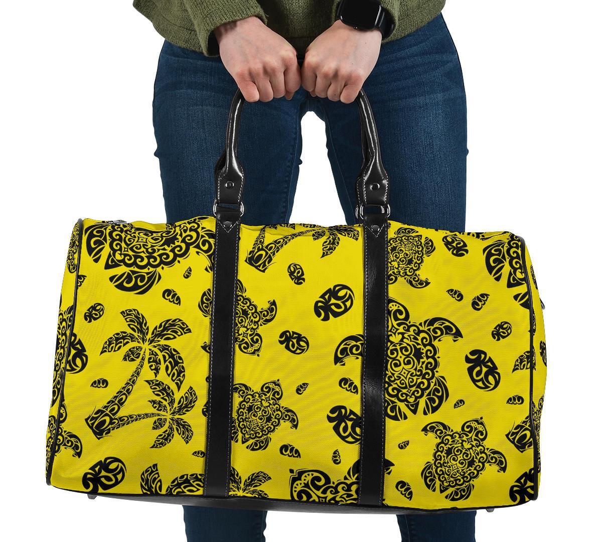 Polynesian Turtle Palm And Sea Pebbles Yellow Hawaii Travel Bag Travel Bag One size Yellow - Polynesian Pride