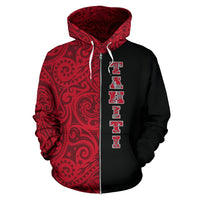 Tahiti Zip Hoodie Tahiti Flag Polynesian Tattoo Half - Polynesian Pride