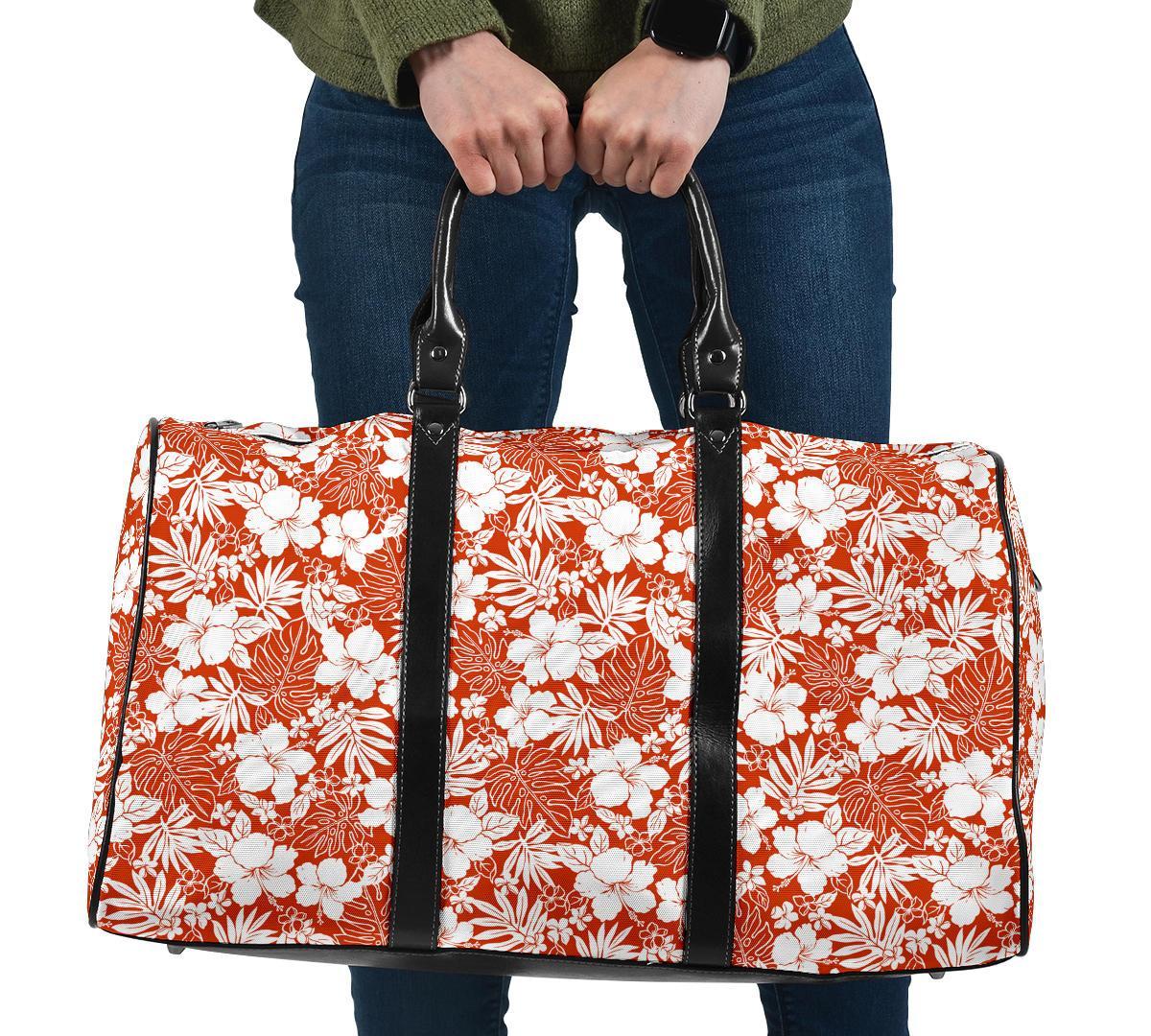 Hibiscus Flower Pattern Hawaii Travel Bag Travel Bag One size Black - Polynesian Pride