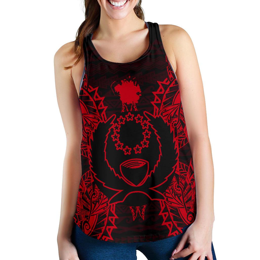 Pohnpei Polynesian Women Tank Top Map Red Red - Polynesian Pride