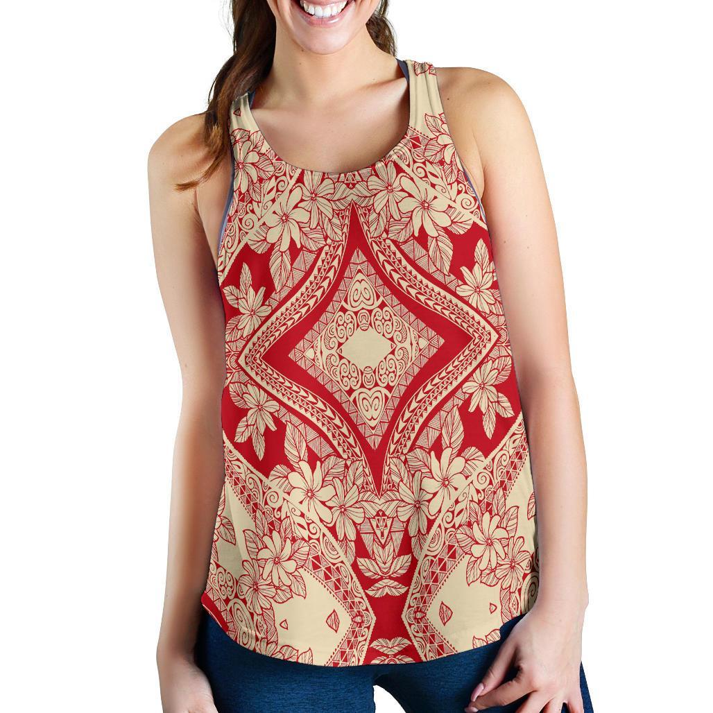 Polynesian Plumeria Mix Women's Racerback Tank Top White - Polynesian Pride