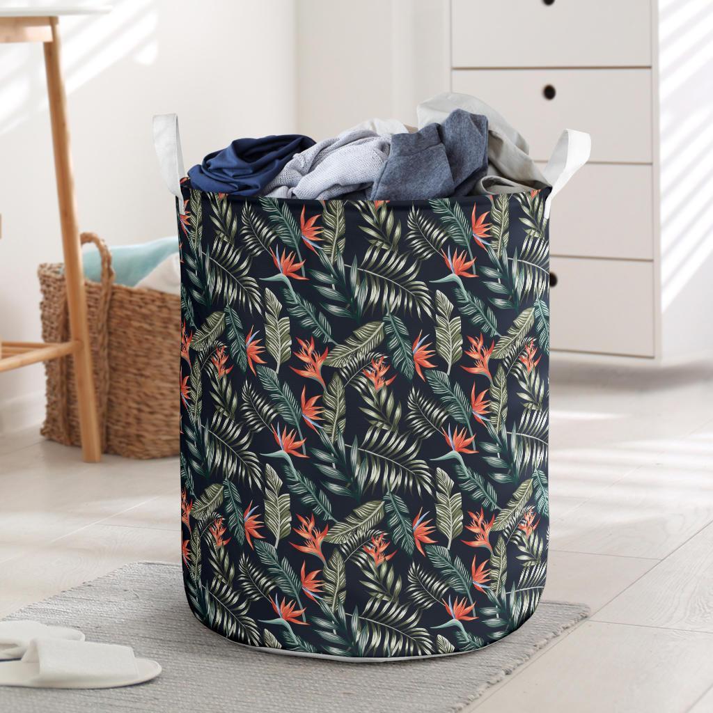 Tropical Strelitzia Black Hawaii Laundry Basket Laundry Basket One Size Black - Polynesian Pride
