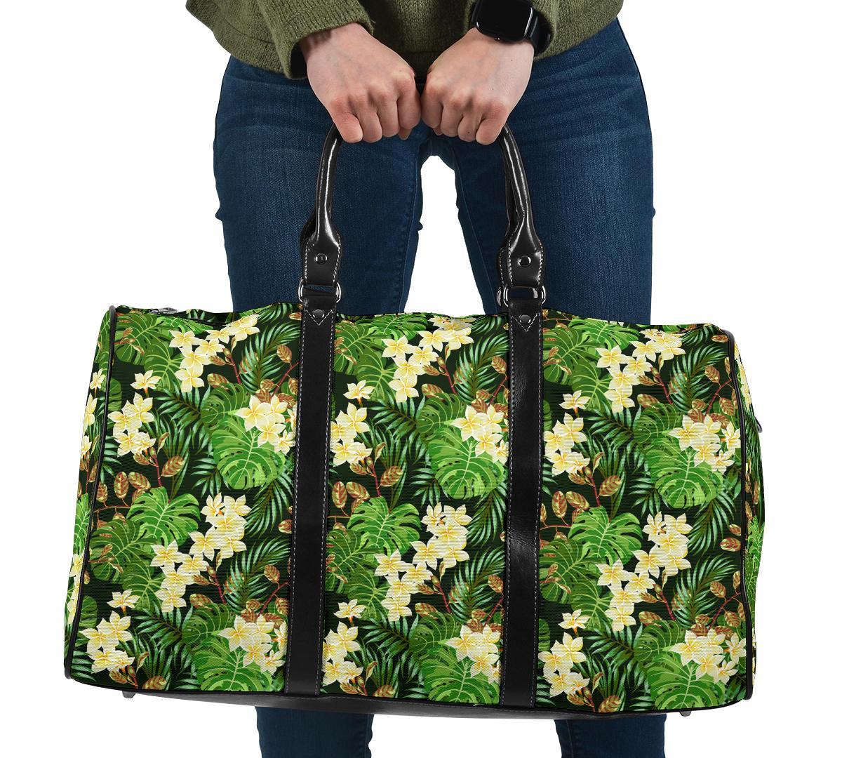 Hawaii Tropical Leaves And Plumeria Hawaii Travel Bag Travel Bag One size Black - Polynesian Pride