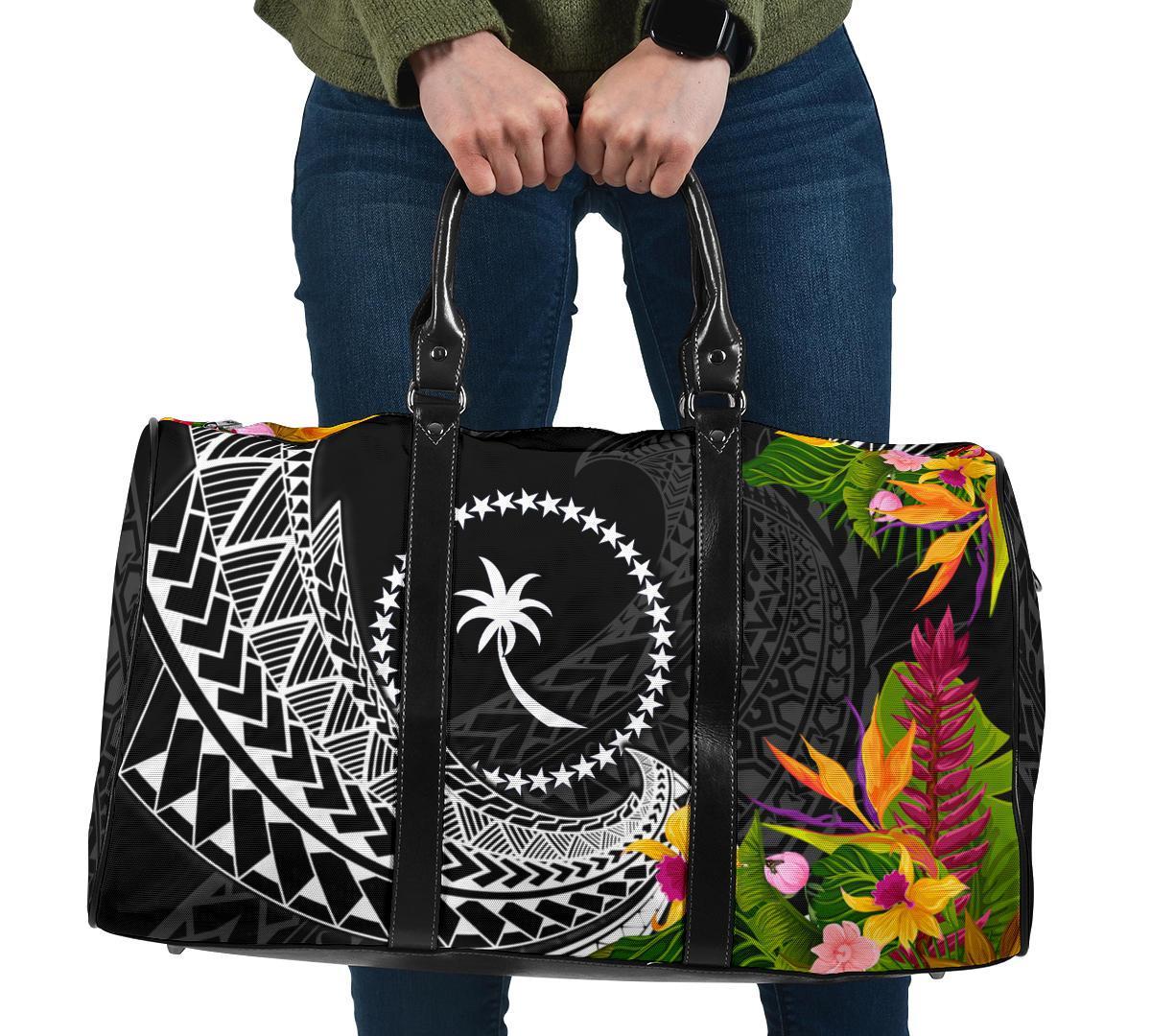Chuuk State Travel Bag - Seal Spiral Polynesian Patterns Travel Bag - Black - Chuuk State One size Black - Polynesian Pride