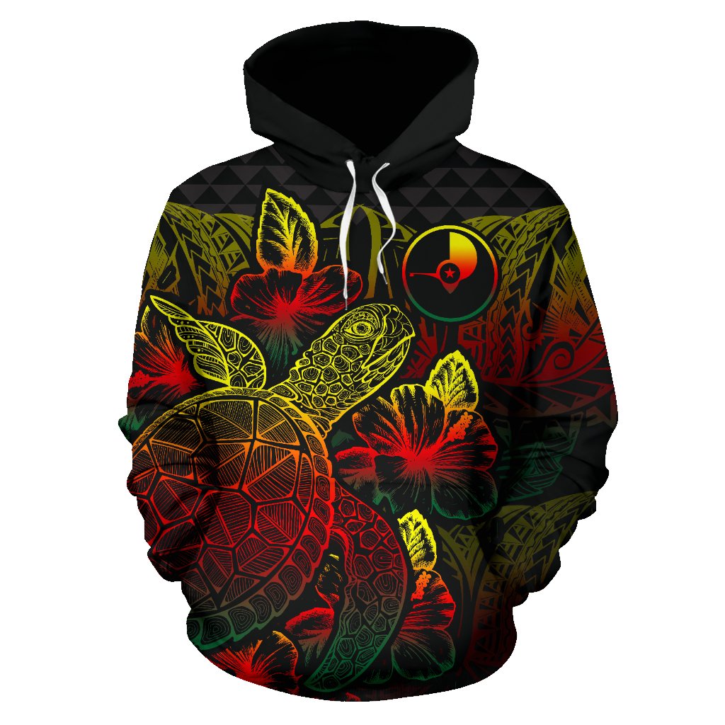Yap Polynesian Hoodie Turtle Hibiscus Reggae - Polynesian Pride