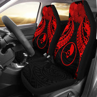 Yap Polynesian Car Seat Covers Pride Seal And Hibiscus Red Universal Fit Red - Polynesian Pride