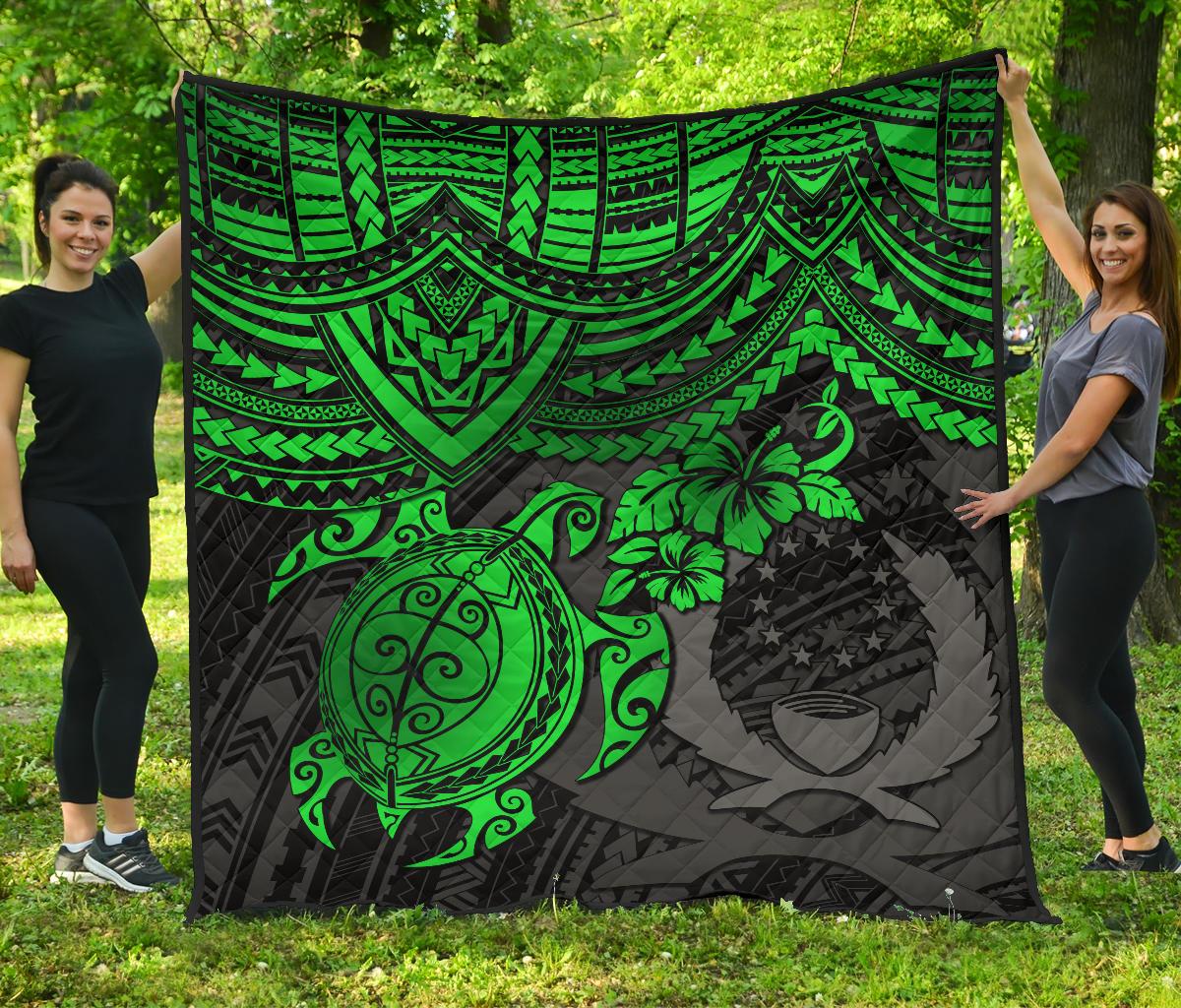 Pohnpei Polynesian Premium Quilt - Polynesian Green Turtle GREEN - Polynesian Pride