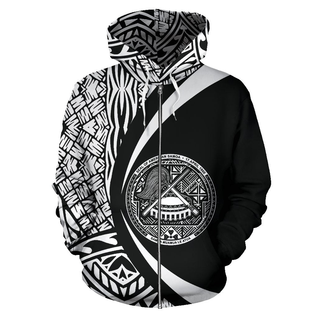 American Samoa Polynesian Zip up Hoodie Circle Style Unisex Art - Polynesian Pride