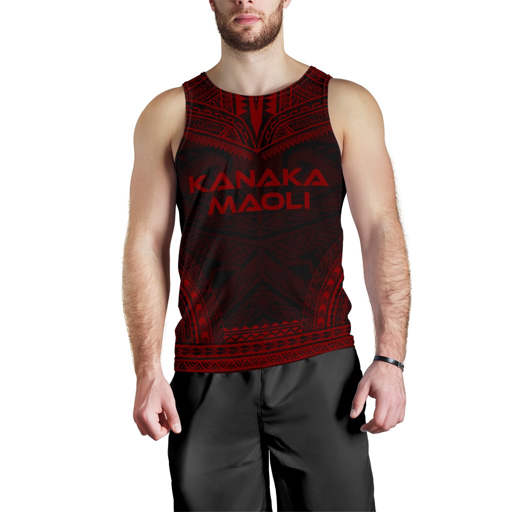Kanaka Maoli Men's Tank Top - Polynesian Chief Red Version Red - Polynesian Pride