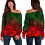Polynesian Women's Off Shoulder Sweater - Red Hibiscus Patterns Red - Polynesian Pride