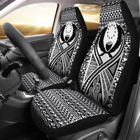 Pohnpei Car Seat Cover - Pohnpei Flag Polynesian Tattoo Black Universal Fit Black - Polynesian Pride