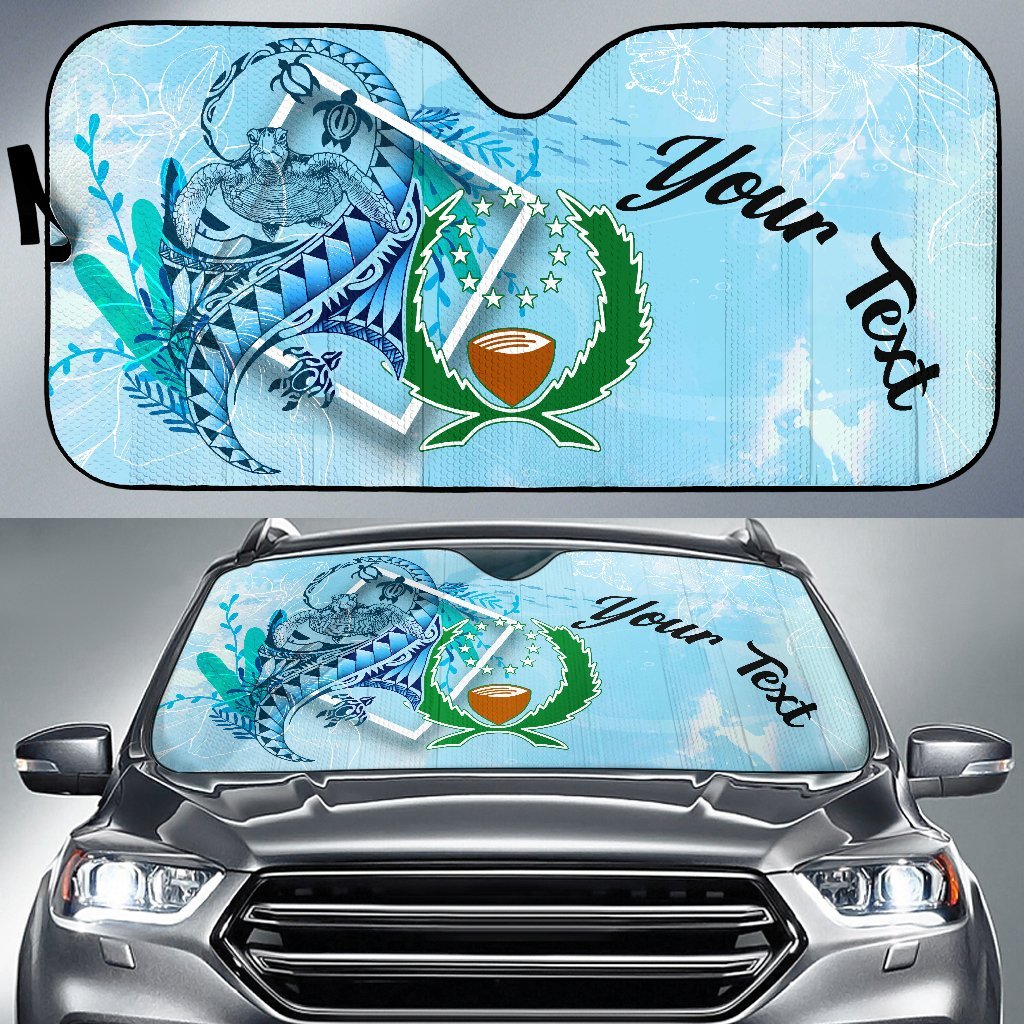 Pohnpei State Auto Sun Shades - Custom Personalised Polynesian Turtle Under The Sea Auto Sun Shade - Pohnpei State Universal Fit Blue - Polynesian Pride