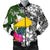 Tokelau Custom Personalised Men's Bomber Jacket White - Turtle Plumeria Banana Leaf White - Polynesian Pride