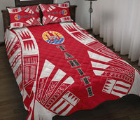 Tahiti Polynesian Quilt Bed Set - Tahiti Flag Red Tattoo - Polynesian Pride