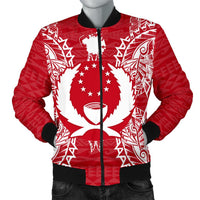 Pohnpei Polynesian Men's Bomber Jacket Map Red White Red - Polynesian Pride