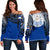 Marshall Islands Polynesian Women's Off Shoulder Sweater - Tattoo Pattern Blue - Polynesian Pride
