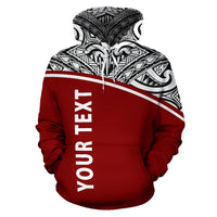 Northern Mariana Islands Polynesian All Over Custom Hoodie Red Curve Version - Polynesian Pride