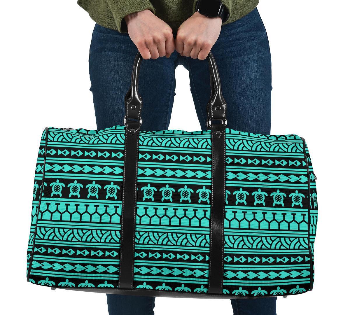 Polynesian Tattoo Tribal Turquoise Hawaii Travel Bag Travel Bag One size Turquoise - Polynesian Pride