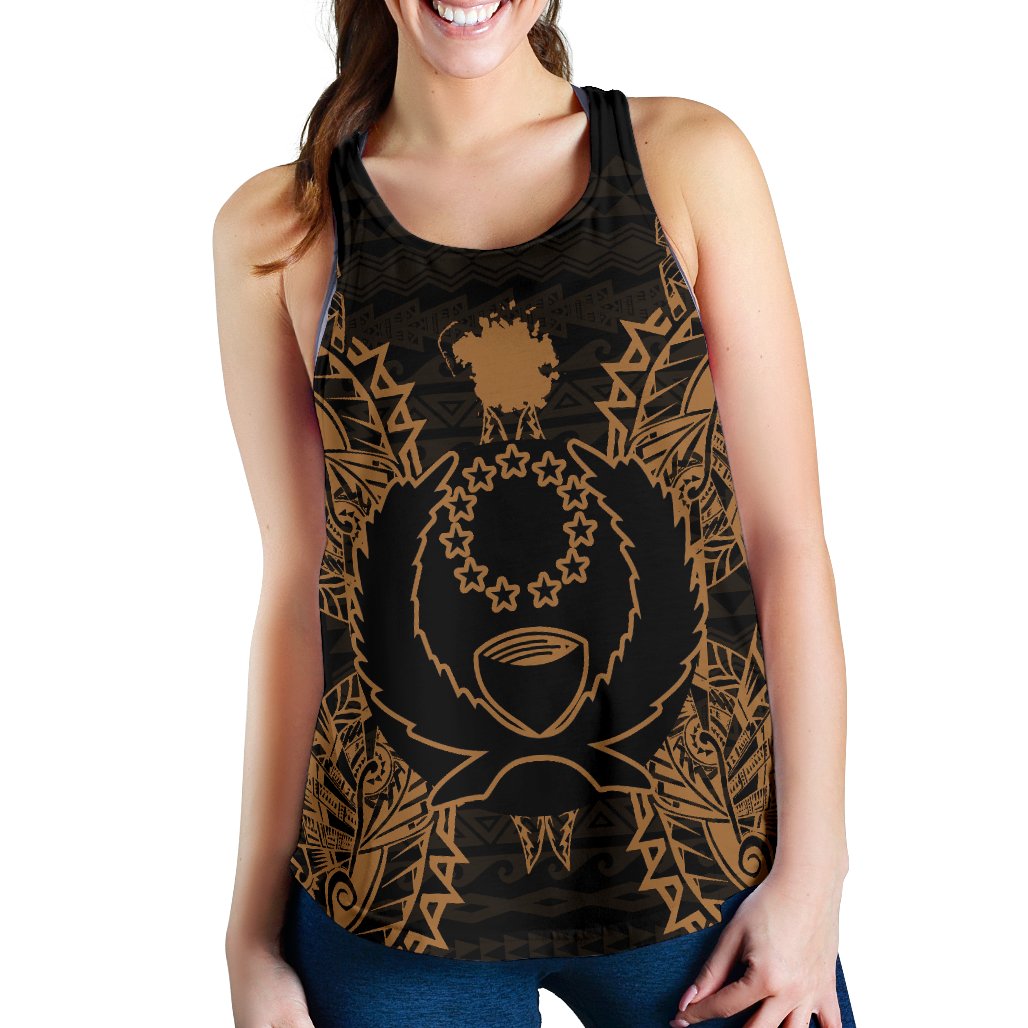 Pohnpei Polynesian Women Tank Top Map Gold Gold - Polynesian Pride