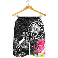 Hawaii Polynesian Men's Shorts - Hawaii Seal With Turtle Plumeria (Black) - Polynesian Pride