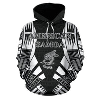 American Samoa All Over Hoodie Tattoo White Version - Polynesian Pride