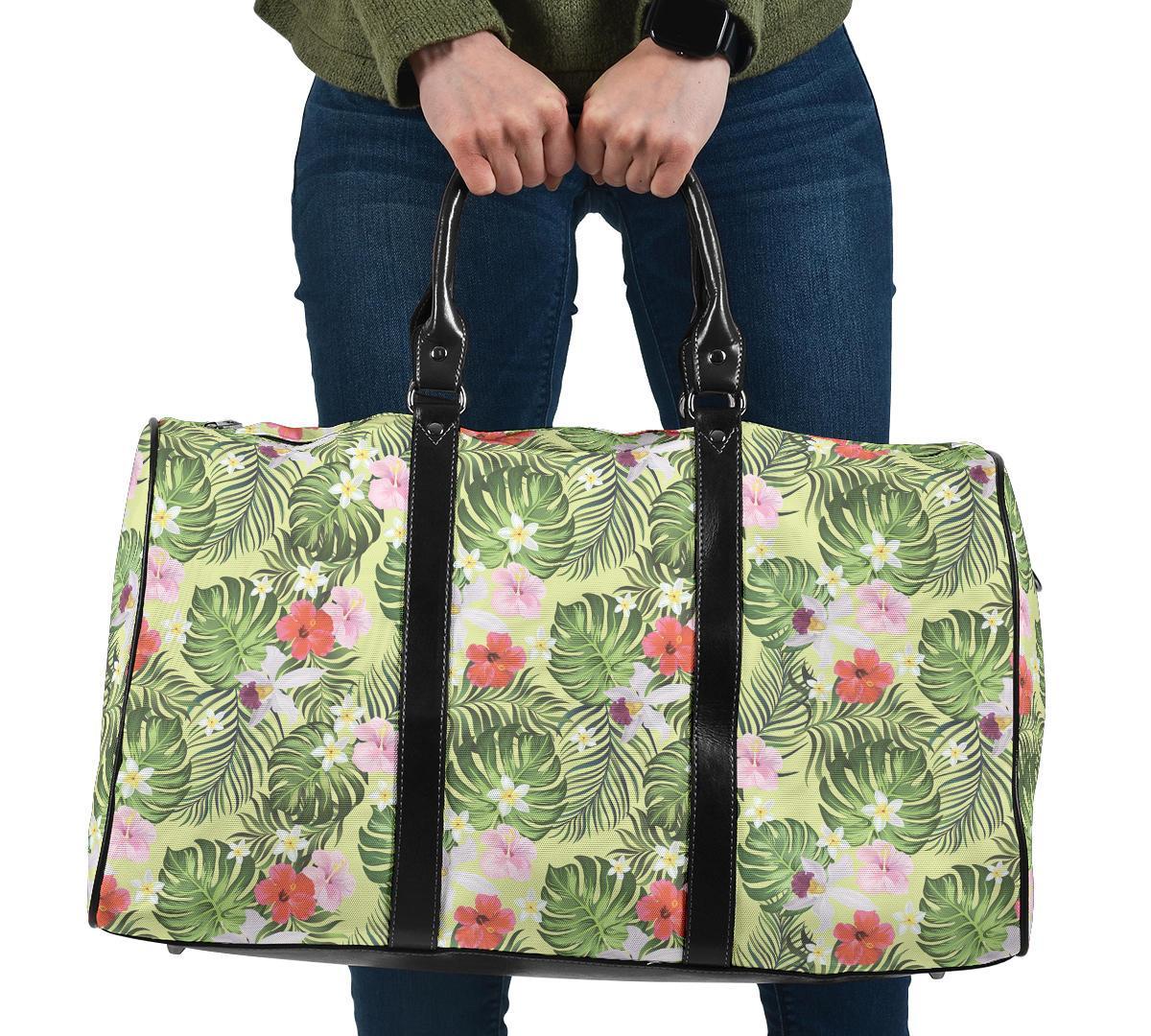 Tropical Hibiscus, Plumeria Green Hawaii Travel Bag Travel Bag One size Black - Polynesian Pride