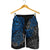 Tahiti Polynesian Men Shorts - Blue Turtle Hibiscus Flowing - Polynesian Pride