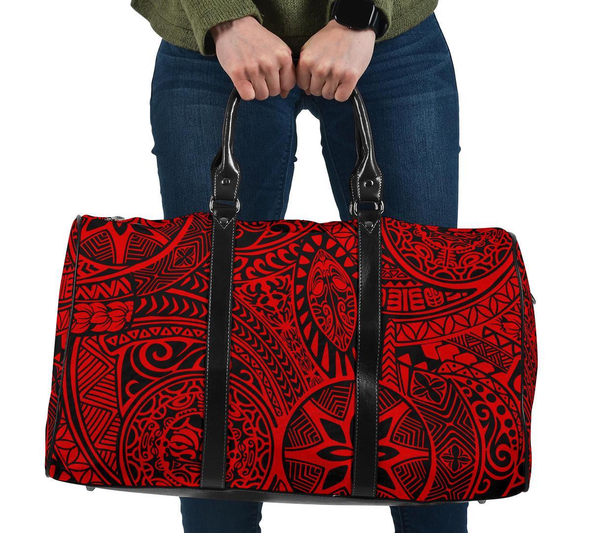 Polynesian Hawaiian Style Tribal Tattoo Red Hawaii Travel Bag Travel Bag One size Red - Polynesian Pride