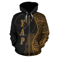 Yap Polynesian Zip up Hoodie Coconut Tree Gold - Polynesian Pride