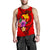 Papua New Guinea Polynesian Men's Tank Top - Floral With Seal Red - Polynesian Pride