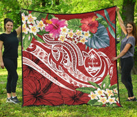 Guam Polynesian Premium Quilt - Summer Plumeria (Black) - Polynesian Pride