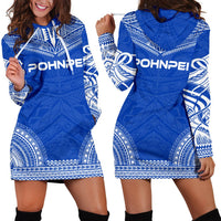 Pohnpei Women's Hoodie Dress - Polynesian Flag Chief Blue - Polynesian Pride