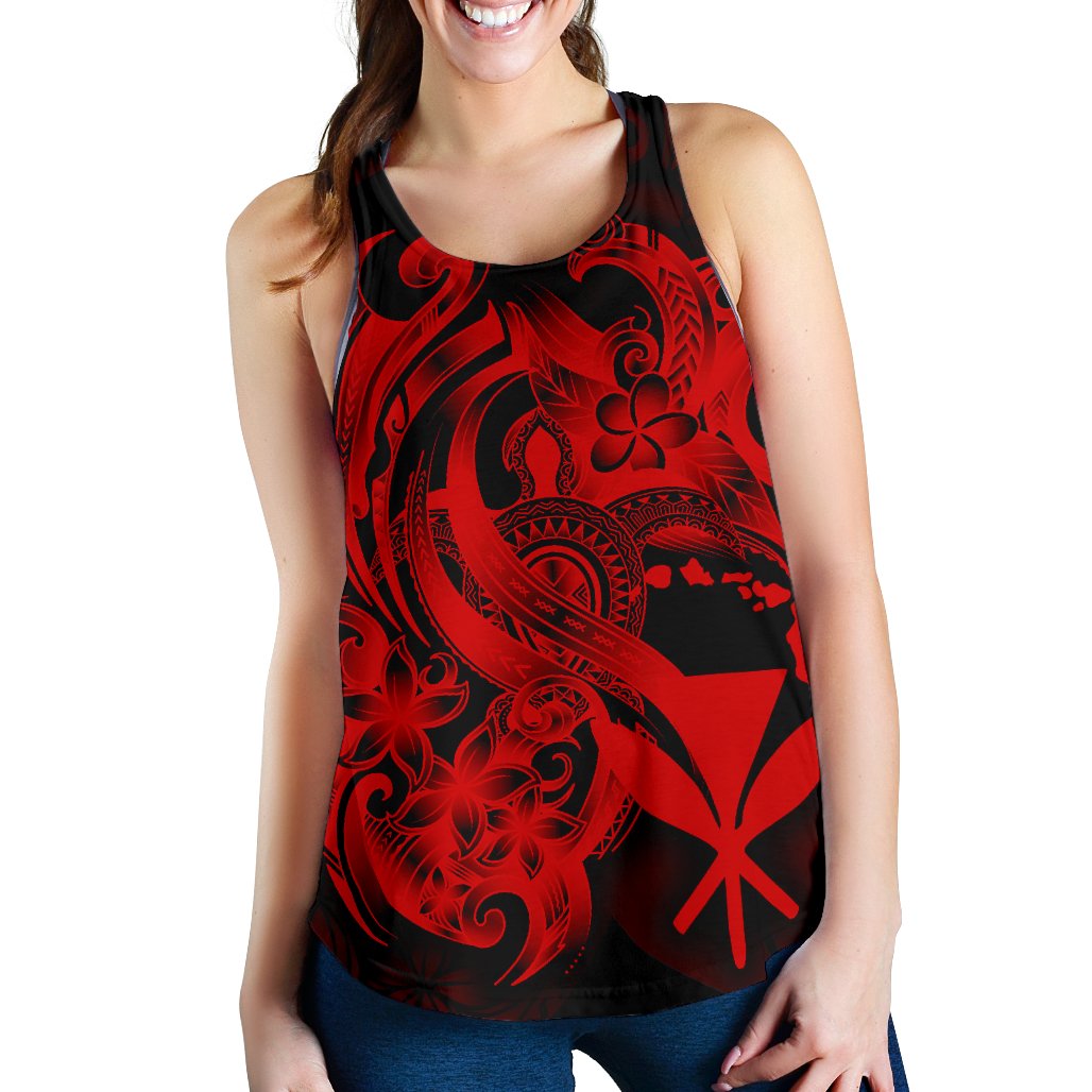Polynesian Hawaii Women's Racerback Tank - Kanaka Maoli Red Turtle - Polynesian Pride