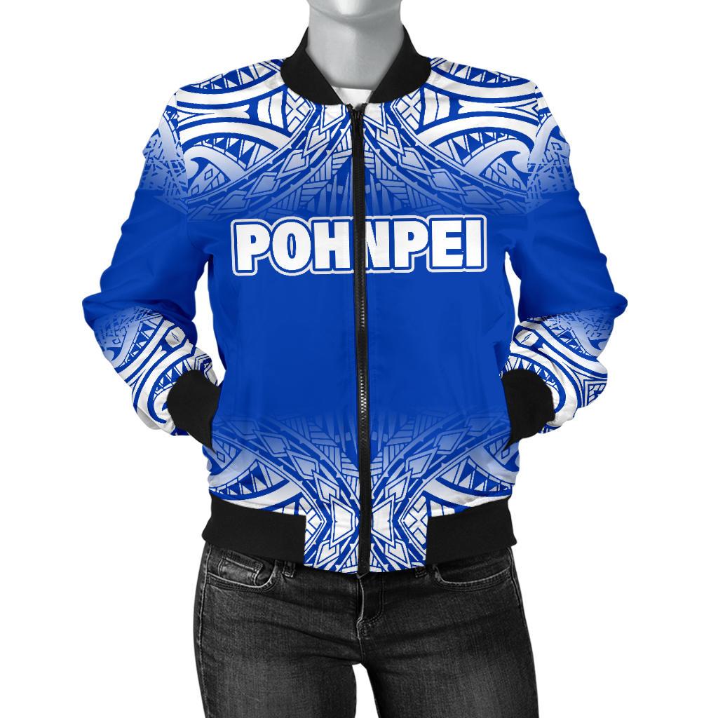 Pohnpei Women's Bomber Jacket - Fog Blue Style Blue - Polynesian Pride