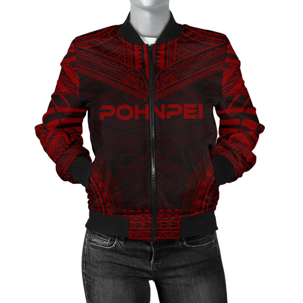 Pohnpei Polynesian Chief Women'S Bomber Jacket - Red Version Red - Polynesian Pride
