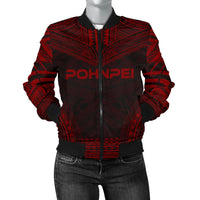 Pohnpei Polynesian Chief Women'S Bomber Jacket - Red Version Red - Polynesian Pride