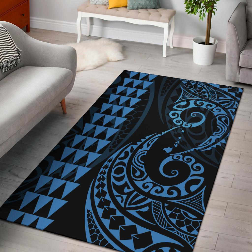 Hawaii Kakau Polynesian Rug Rug Pastel Blue - Polynesian Pride