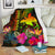 Papua New Guinea Polynesian Personalised Premium Blanket - Hibiscus and Banana Leaves - Polynesian Pride