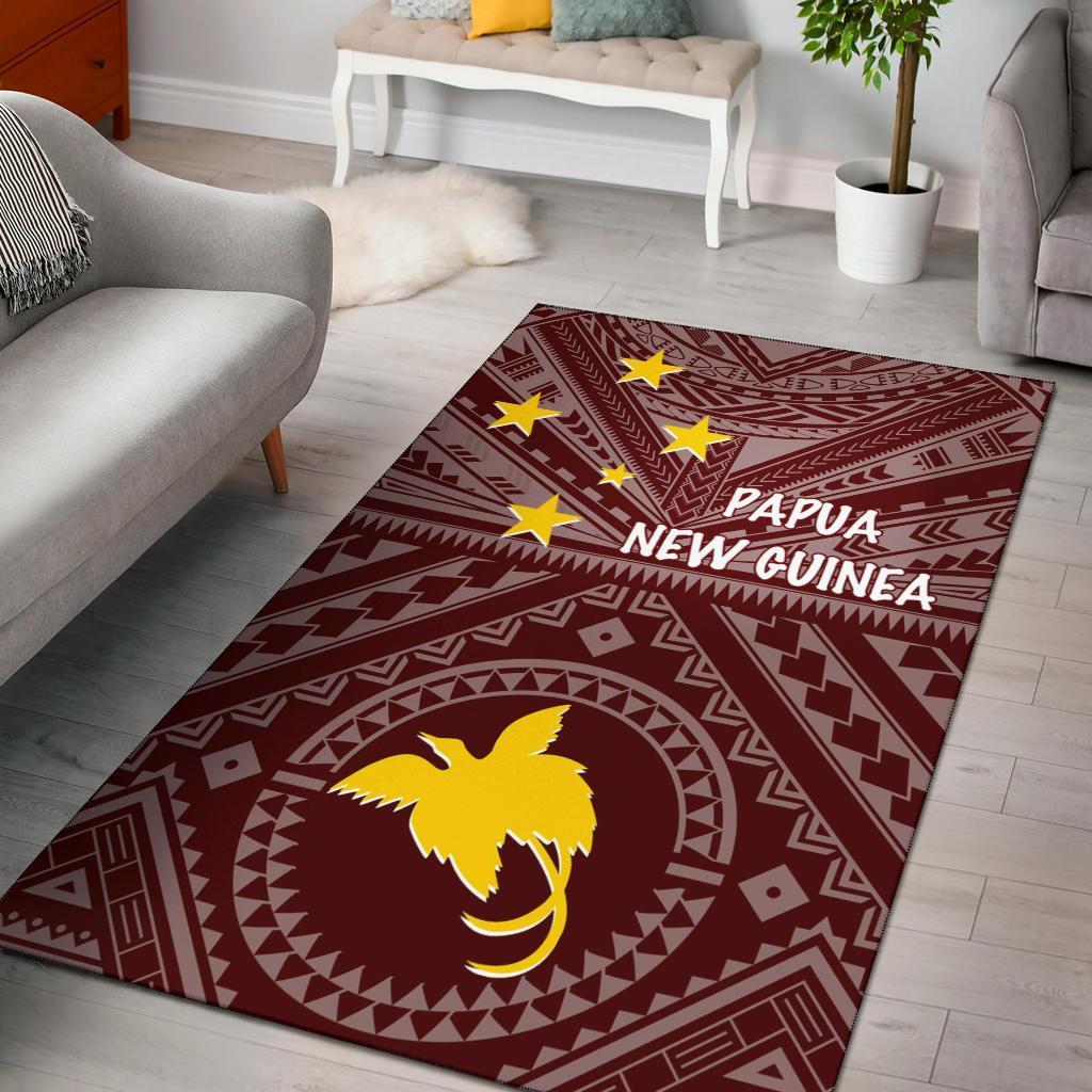 Papua New Guinea Area Rug - Flag With Polynesian Patterns (Red) Red - Polynesian Pride