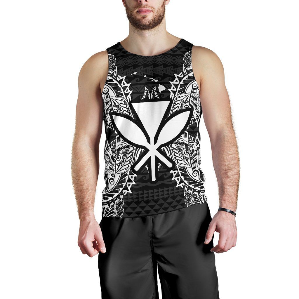 Hawaii Polynesian Men Tank Top Map Black Black - Polynesian Pride